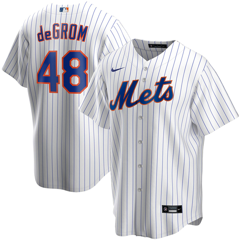 2020 MLB Men New York Mets #48 Jacob deGrom Nike White Home 2020 Replica Player Jersey 1->new york mets->MLB Jersey